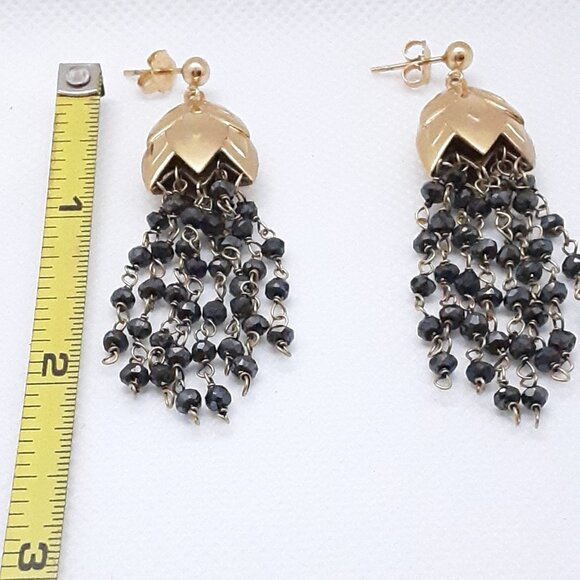 Designer Rebecca Hook yellow vermeil leaf chain post earrings - Picture 8 of 15
